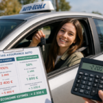 Jeune conductrice en conduite accompagnée avant de souscrire sa première assurance auto